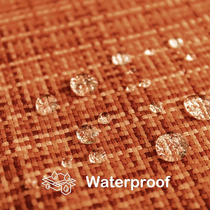 Kevin Textile Outdoor Waterproof 14"x24" Pillow Covers 2 Pack, Burnt Orange | Fall Water Resistant, Faux Linen Yarn-dyed, Woven Texture Throw Pillow Covers for Tent Patio Garden Couch Sofa