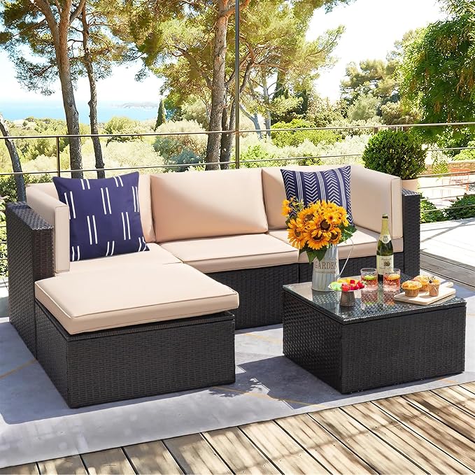 Adabana Set of 4 Outdoor Waterproof Pillow Covers 18x18 Navy Blue | Modern Geometric Throw Pillows Cover Decorative Boho Pillow Covers for Patio, Garden, Porch