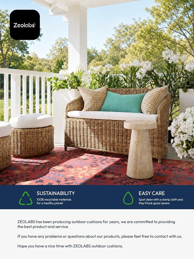 Indoor Outdoor Lumbar Pillows,Waterproof Outdoor Pillows Set of 4 for Patio Furniture,12×20 Inch, Aqua Blue