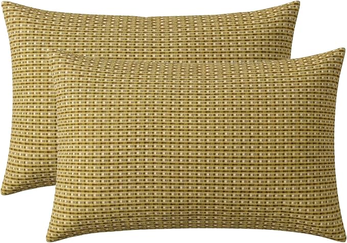 RSH DECOR: Lumbar Throw Pillows Set of 2 | 20” x 12" | All-Weather Spun Fabric | Water and Fade-Resistant | Outdoor Support Pillows for Patio Furniture | Made in USA (Future Mineral)