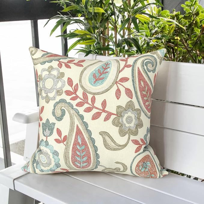 LVTXIII Outdoor Pillows 20x20 Inch, 2 Pack Large Decorative Square Throw Pillows with Inserts for Couch, Bed, Floor Seating, Patio Furniture, Paisley Vintage