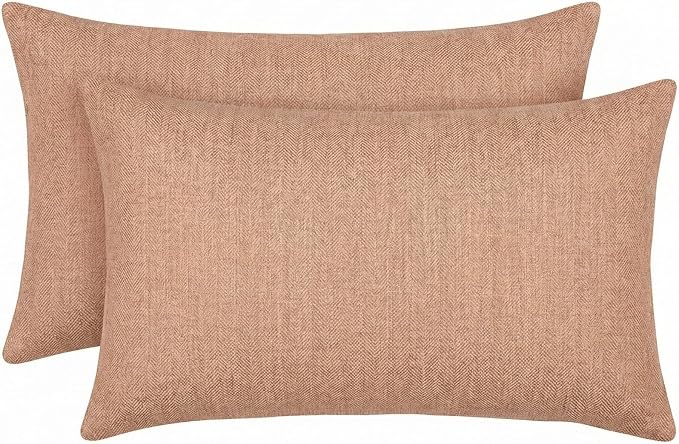 RSH DECOR: Designer Select Sunbrella Jumbo Lumbar Pillows Set of 2 | 26" x 16" | Water and Fade-Resistant Performance Fabric | Indoor Outdoor Accent Pillows | Made in USA (Cast Petal Pink)