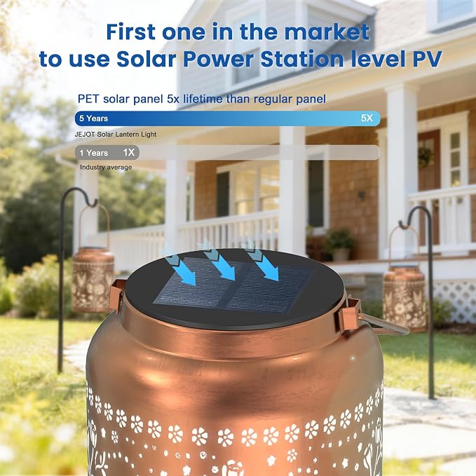 JEJOT Hummingbird Solar Lanterns Outdoor Waterproof,Birthday Gift for Women | Gifts for Mom Grandma, Metal Hanging Solar Light for Yard Garden Porch Landscape Deconration-2Pack