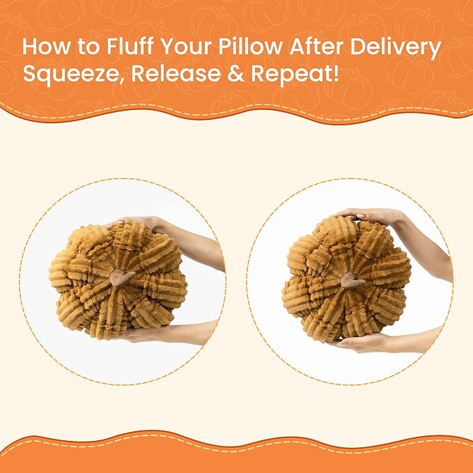 AELS Pumpkin Throw Pillows Set of 2, 14" & 10" Burnt Orange Fall Pillows | for Couch Sofa Bed Living Room Home Decor, Farmhouse 3D Fall Halloween Thanksgiving Decorative Accent Pillows