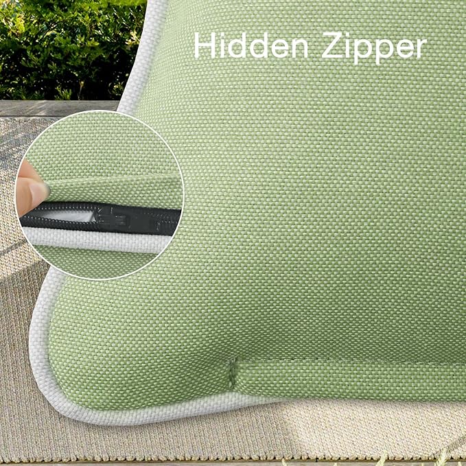 Unimatta Decorative Outdoor Water Repellent Throw Pillows with Inserts, Set of 4, 18" x18" Pillows for Patio, Backyard, Bed, Couch, and Patio Furniture, Seaweed Green