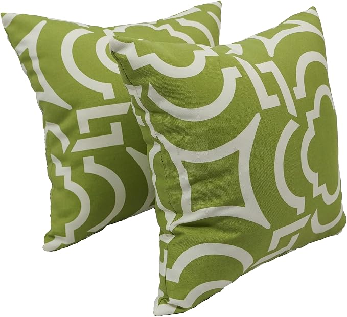 Blazing Needles Outdoor Geometric Throw Pillow, 17", Carmody Kiwi, 2 Count