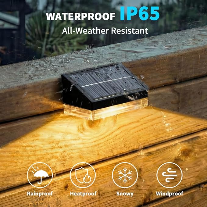 Solar Fence Lights 20 Pack, Outdoor Solar Lights with 3 Color Temperatures, IP65 Waterproof Wide-Angle LED Lighting for Fence, Patio, Yard, Deck, Wall, Garden (Black)