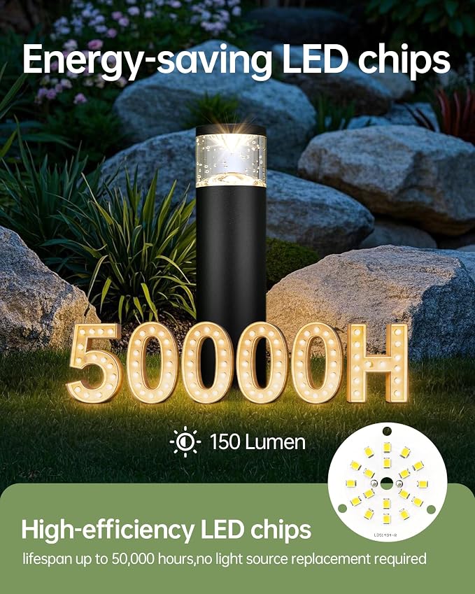 LITFIT Low Voltage Bollard Landscape Lights, 12V Aluminum Path Light, 2Pack | 5W 3000K Warm White Electric Outdoor Garden Light with Connectors, 50000H Waterproof Wired LED Lawn Walkway Light, ETL Listed