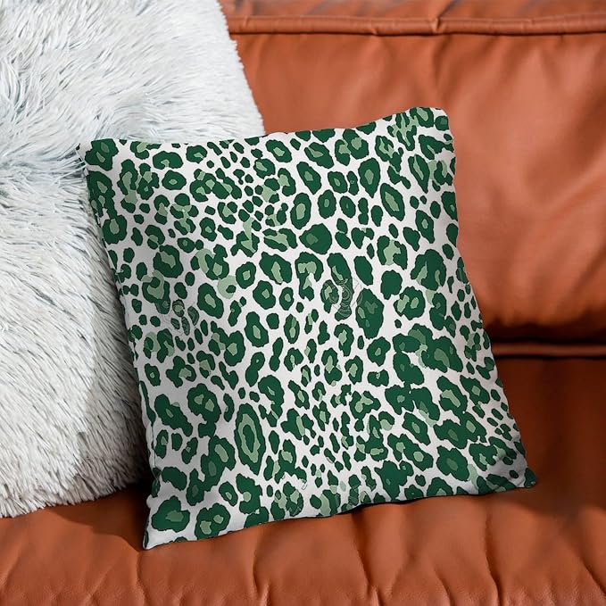 Leopard Graphite Green Dot Pillow Cover Green African Tribal Throw Pillow Cover Rustic Outdoor Waterproof Decorative Pillow Cover for Patio Couch Sofa Office 18x18 in