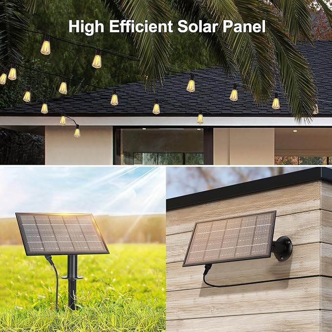 BLIATLUS 100FT Solar String Lights Remote 32 Shatterproof ST38 LED for Outdoor Patio Garden