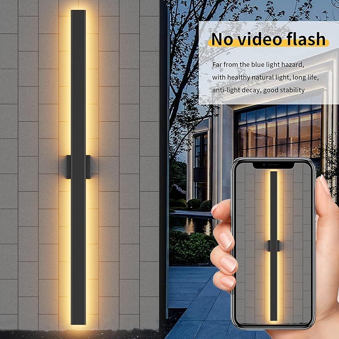 Aipsun Black Outdoor Wall Sconce 3000K 4000K 6000K, 56.3in Modern Exterior Light 1 Pack, Long LED Linear Wall Light Outside Lighting for Entrance, Hallway, Garage, Porch(3CCT)