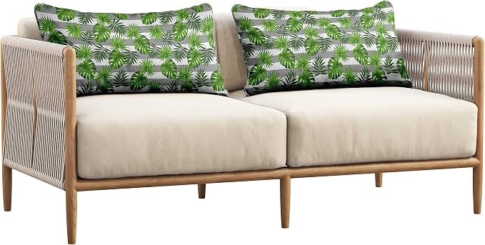 Indoor/Outdoor Polyester Fabric Lumbar Pillow Cover, All-Weather Waterproof Rectangular Cushion Case for Patio Furniture, 12 x 18 Set of 2 - Tropical-17