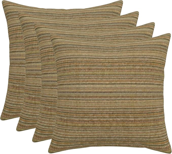 RSH DECOR: Outdura Square Throw Pillows Set of 4 | 24" x 24" | Water and Fade-Resistant Performance Fabric | Outdoor Pillow Covers with Down-Alternative Inserts | Made in USA (Moran Sonoma)