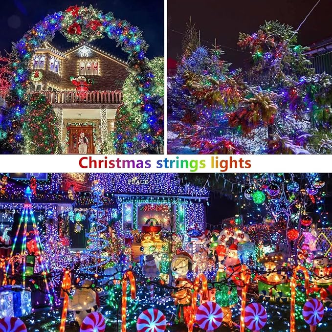 Solar Fairy Lights, 4 Pack Total 400LED 144FT Waterproof String Lights | Multicolor, Copper Wire, 8 Lighting Modes Solar Twinkle Lights for Tree Garden Patio Party Outdoor Christmas Decorations