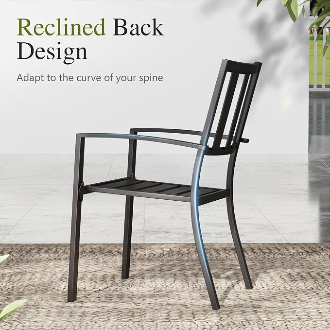 Sophia & William Patio Table and Chairs Set, Outdoor Dining Set for 8, 9 Piece Metal Patio Furniture, 57.5" Square Table with Wood-Like Tabletop(Stripe)