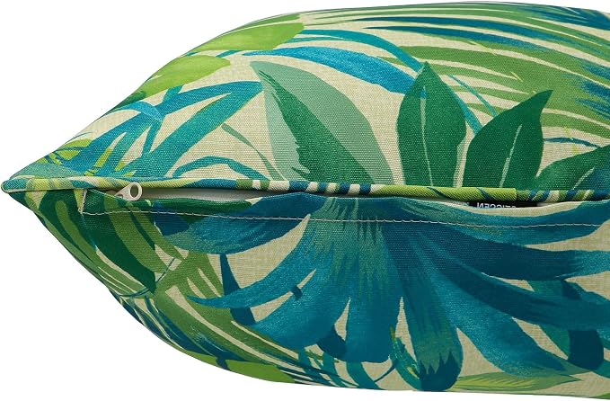 Outdoor Throw Pillow Covers 18x18 Inch, Set of 2, Cover Only! Waterproof Fade Resistant Decorative Cushion Sham Pillow Cases for Patio Furniture Chair Couch Sofa - Green Palm Leaves