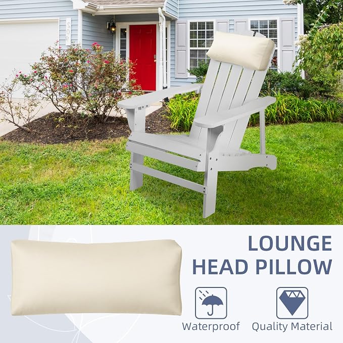 Chaise Lounge Head Pillow, 2 Pack Outdoor Lounge Chair Pillows with Adjustable Strap Longue Head Pillow Headrest Pillows for Patio Backyard Beach Pool Garden Recliner(Beige)
