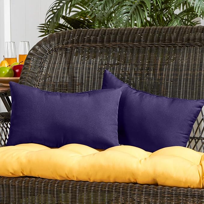 South Pine Porch Outdoor 19x12-inch Rectangle Accent Pillow (Set of 2), Navy