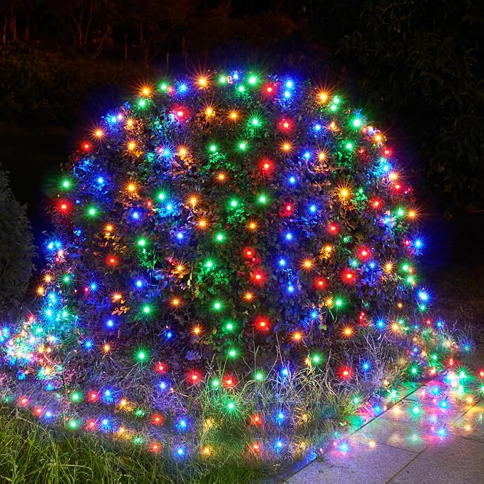 BlcTec Christmas Net Lights, 360 LED 9.8ft x 6.6ft Outdoor Christmas Lights with 8 Modes, UL Certified, Timer, Connectable, Waterproof for Bushes, Trees, Shrubs Yard Outdoor Xmas Decor, Multicolor