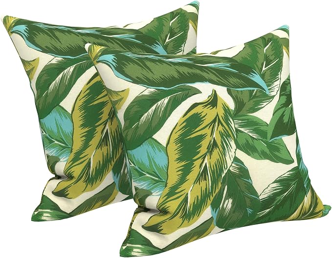 LVTXIII Outdoor Throw Pillows 16x16 Inch, Set of 2 Square Decorative Pillows with Inserts for Patio Furniture, Porch Chair, Garden Sofa, Lush Leaf Jungle