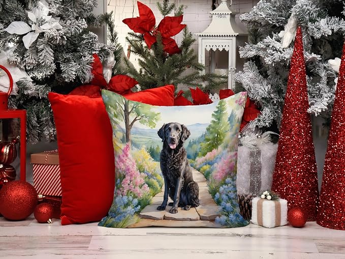 Caroline's Treasures Curly-Coated Retriever Spring Path Throw Pillow (Pack of 2)
