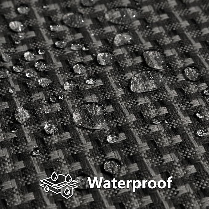 Kevin Textile Outdoor Waterproof 16"x16" Pillow Covers 2 Pack, Black | Water Resistant Weaving Faux Linen Texture Throw Pillow Covers, Outside Decorative Pillowcases for Garden Patio Balcony Couch