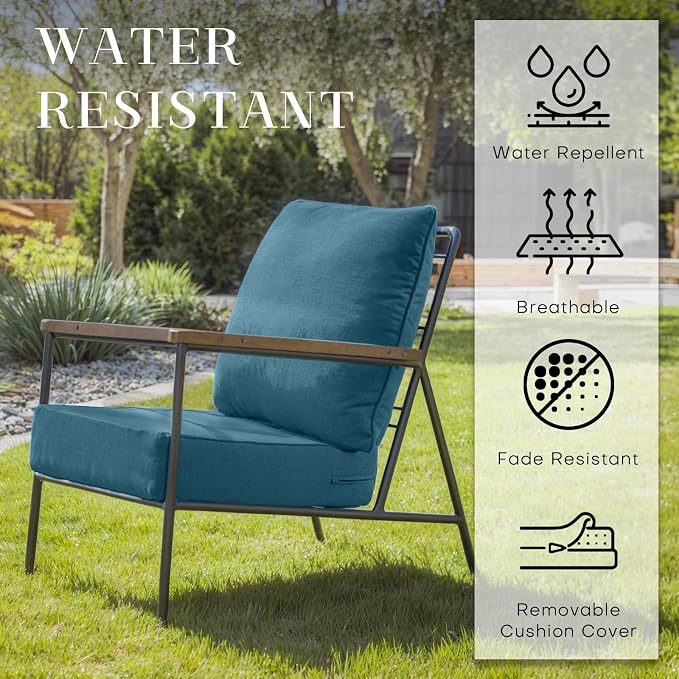 Luxury 24*24*6in Outdoor Patio Cushions, 2 Pieces Malachite Outdoor Cushion | 6in Outdoor Patio Cushions, Water-Resistant, Reversible, Removable Cover, for Patio Chairs Sofa Couch Loveseat
