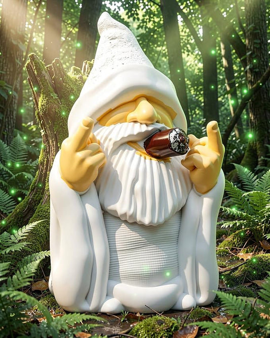 Leverse Middle Finger Decor Statue, 5.9in Smoking Wizard Dwarf- Funny Garden Gnomes Outdoor Decorations for Lawn Patio Yard Home Decor Easter Halloween