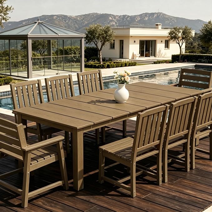 AreShark Patio Dining Chair Set of 2,All Weather HDPE Outdoor Dining Armless Chairs with Wide Seat and Backrest,Weatherproof Patio Chairs for Garden,Backyard,Deck,Brown