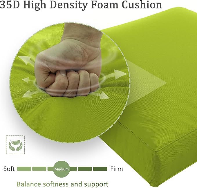 Outdoor Furniture Replacement Cushions, Waterproof Patio Furniture Cushions, 4" Deep Seat Outdoor Sectional Cushion for 3-Seat Outdoors Rattan Sofa Patio Sofa Cushion, Grass Green