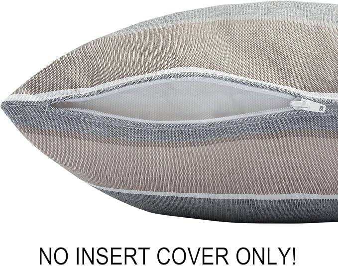 FUNHOME Waterproof Outdoor Throw Pillow Covers Set of 2,Home Decor for Garden Patio Furniture,Couch,Sofa 18 x18 Inch Decorative Pillows Cover Only,NO Insert(Gray Stripe)