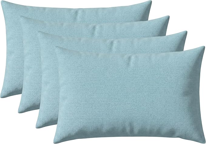 RSH DECOR: Sunbrella Jumbo Lumbar Pillows Set of 4 | 26" x 16" | Indoor Outdoor – Patio, Lounge, Adirondack | Water & Fade-Resistant | Down-Alternative Inserts | Made in USA (Cast Mineral)