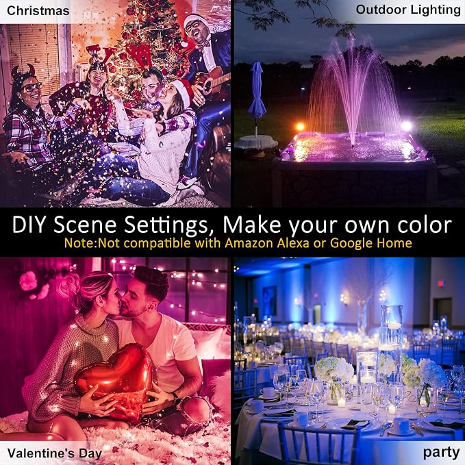 LED Flood Lights RGB Color Changing 300W Equivalent Outdoor, 30W Bluetooth Smart RGB Floodlight APP Control, IP66 Waterproof, Timing, 2700K&16 Million Colors 23 Modes for Garden Stage Lighting 6 Pack
