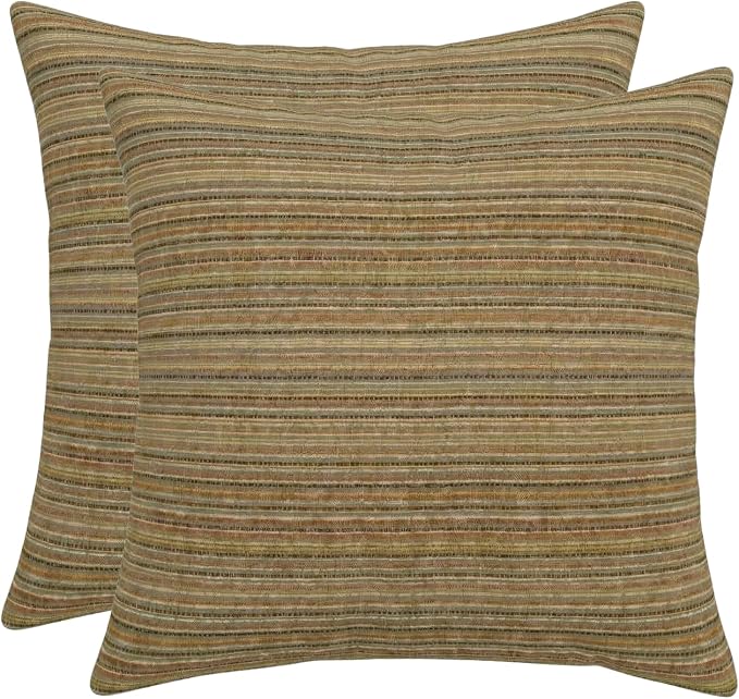 RSH DECOR: Outdura Square Throw Pillows Set of 2 | 17" x 17" | Water and Fade-Resistant Performance Fabric | Outdoor Pillow Covers with Down-Alternative Inserts | Made in USA (Moran Sonoma)