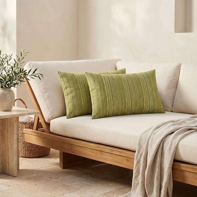 RSH DECOR: Sunbrella Lumbar Throw Pillows Set of 2 | 20" x 12" | Water and Fade-Resistant Performance Fabric | Outdoor Pillow Covers with Down-Alternative Inserts | Made in USA (Jinga Parakeet)