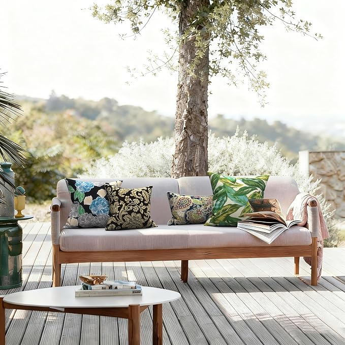 LVTXIII Outdoor Pillows 20x20 Inch, 2 Pack Large Decorative Square Throw Pillows with Inserts for Couch, Bed, Floor Seating, Patio Furniture, Lush Leaf Jungle