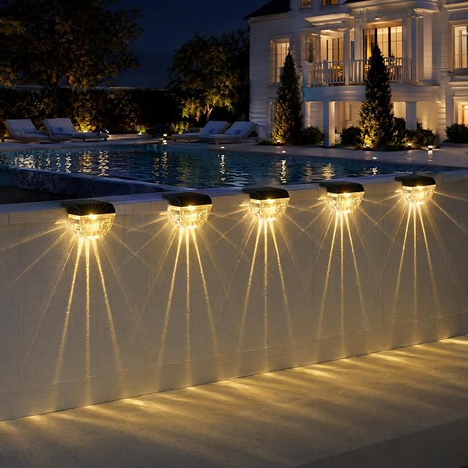 Melunar 16 Pack Solar Deck Lights Outdoor, Solar Step Lights Waterproof for Outside, Yard, Patio, Garden, Pool, Railing, Stairs, Fence (Warm White)