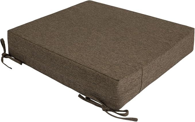 Magpie Fabrics Indoor Outdoor Cushion Cover Replacement 2 Pack, NO Insert! Water Repellent Slipcover with Ties Decor for Patio Garden Chair Sofa Bench Wicker(Dark Brown, 24x22x4 Inch)