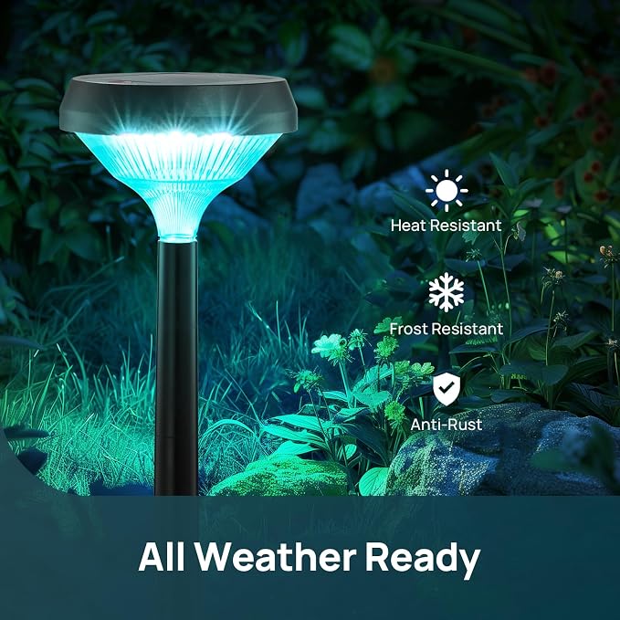 Linkind Solar Lights Outdoor 8 Pack, Color Changing Solar Pathway Lights | Multicolor/Warm White/Cool White Solar Lights Outdoor Waterproof for Walkway Yard Garden Landscape Driveway
