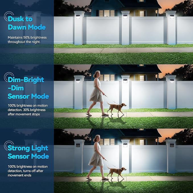 CLAONER Solar Lights Outdoor, [128 LED/6 Packs] Solar Motion Sensor Lights 3 Working Modes Outdoor Lights with 270° Wide Angle Wireless IP65 Waterproof Security Light for Fence Patio, Cold White
