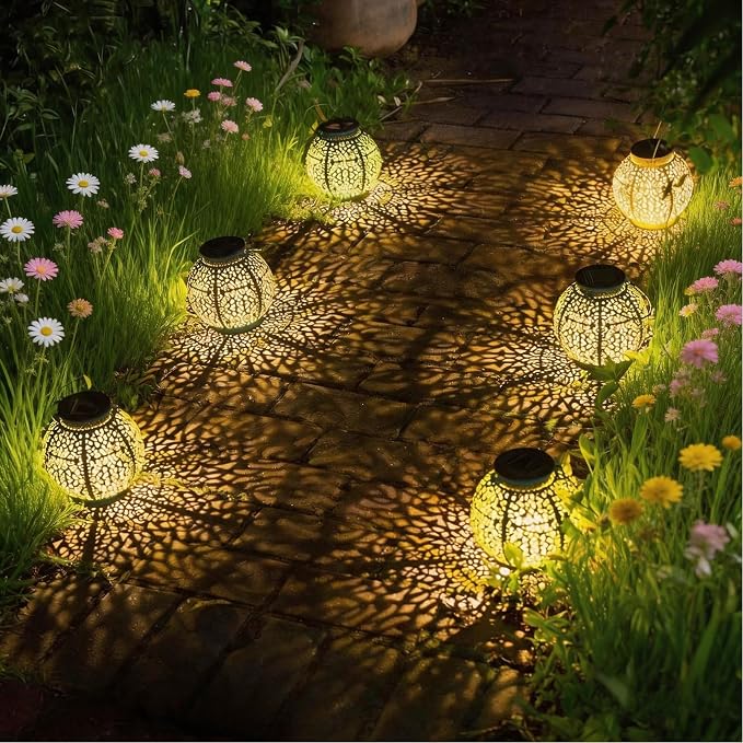 2 Packs Solar Lanterns Outdoor Lights Waterproof Garden Lanterns for Patio,Outside Mothers Day Gifts Mom Wife Grandma Birthday Gifts [Set of 2]
