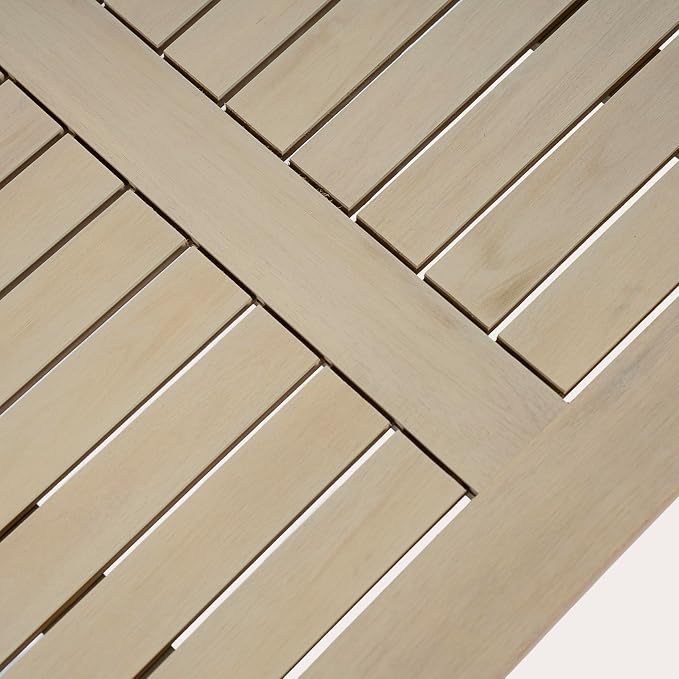 Christopher Knight Home Mason Outdoor Coffee Table for Patio Furniture Set, Weather Resistant Acacia Wood Accent Table With Slatted Dessign, Rustic Square Side Table for Yard Garden Porch, Light White