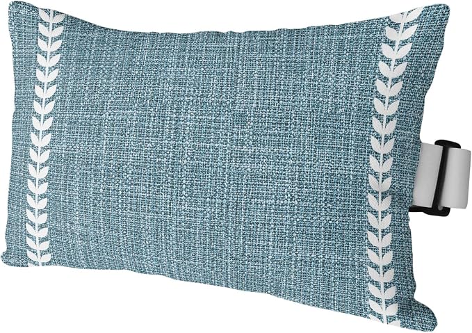 Modern Minimlist Outdoor Lumbar Pillow 12x20 Inch, Country Simple Vertical Leaf Pattern Blue Waterproof Throw Pillow Covers with Insert, Decorative Headrest Pillows for Office Car Travel