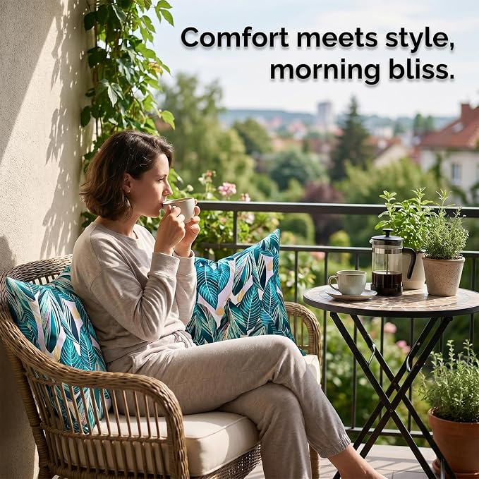 Outdoor Waterproof Pillow Covers Summer Decorative Throw Pillow Covers 20x20 Green Tropical Leaves Garden Cushion Sham Pillowcase Set of 2 Outside Decor for Patio Tent Garden Sofa Accent Pillow Cases