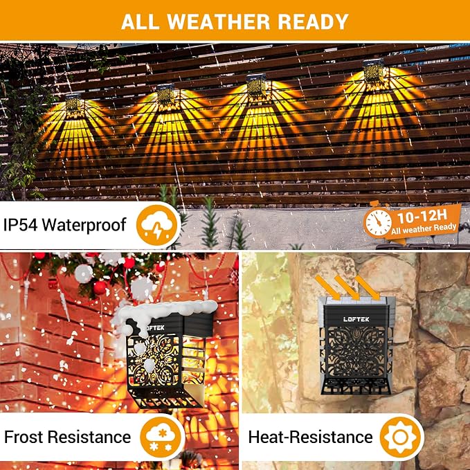LOFTEK Solar Deck Lights, 8 Pack Solar Fence Lights, Outdoor Patio Decorative Light, Dusk to Dawn, Waterproof, Fence Post Light for Railing, Garden, Backyard, Stair, Step, Camping, Warm White