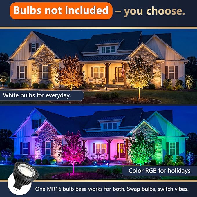 Low Voltage Landscape Lighting,Outdoor Spotlights 12V Uplights | IP65 Waterproof,Die-cast Aluminum,200°Adjustable, Without MR16 Bulb,Heavy Duty Spot Light for Tree Garden Yard Pathway,4Pack