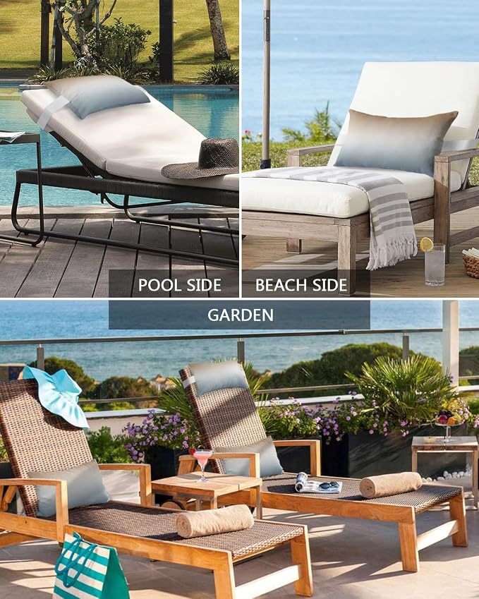 Outdoor Pillows Covers with Inserts Brown Grey Gradient Waterproof Recliner Pillow with Adjustable Strap Throw Pillows for Patio Furniture Pool Lounge Chair, 11x16 inch, 2PCS