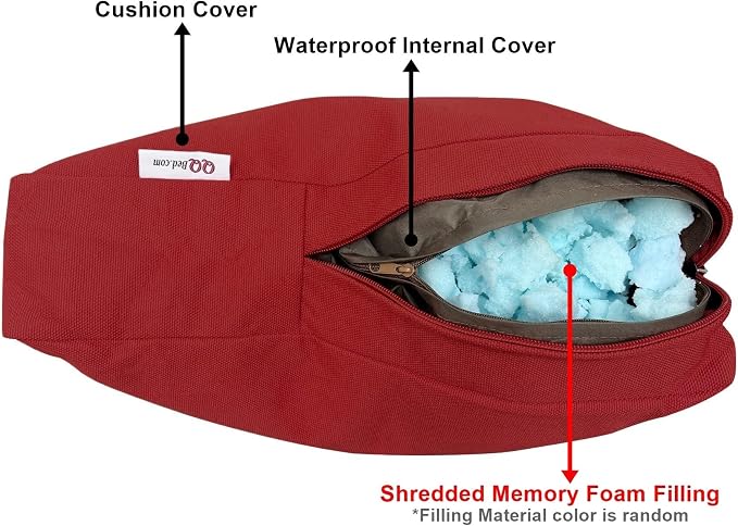 2 Pack 18X16 Inch Outdoor Back Cushion Memory Foam Pillows with Waterproof Internal Cover for Patio Furniture, Sofa, Loveseat, Deep Seat Chair - Savvy Red Color