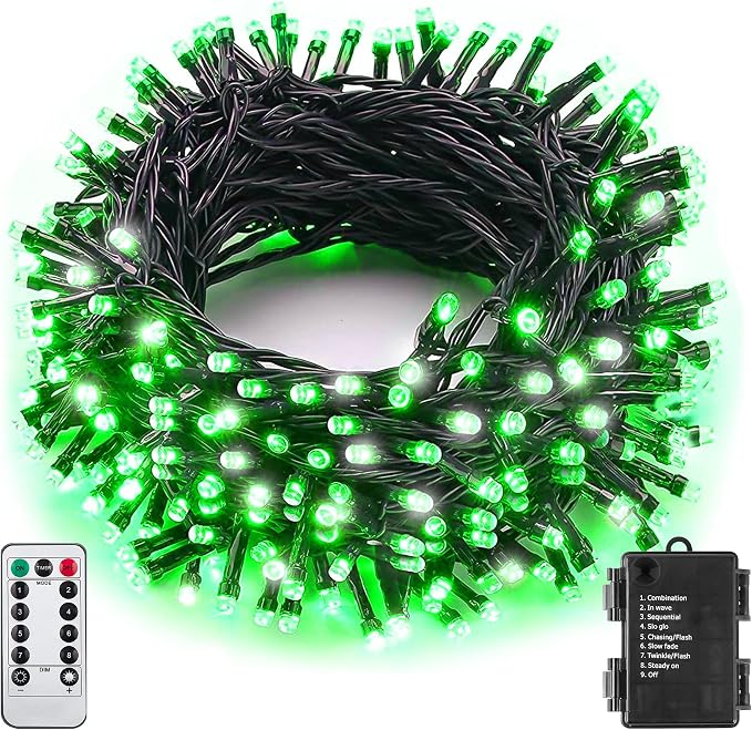 St Patricks Day Decoration Lights 33Ft 100LED Green String Lights Outdoor Indoor Waterproof for Garden Party Holiday Halloween Christmas