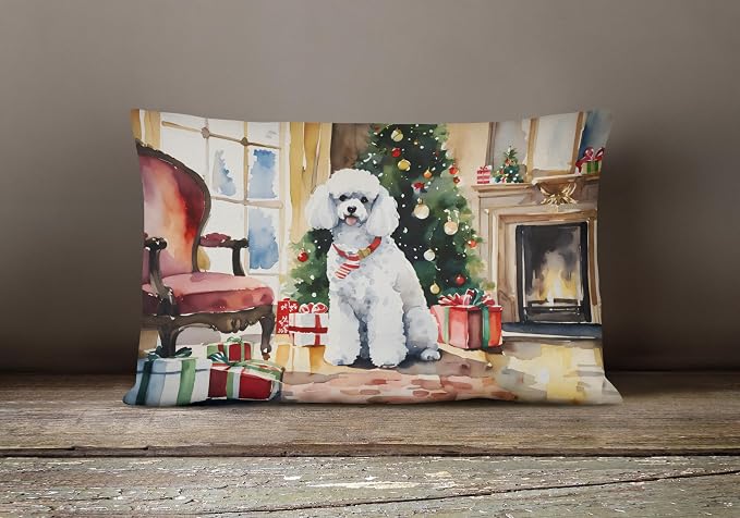 Caroline's Treasures DAC2727PW1216 Poodle Cozy Christmas Throw Pillow Machine Washable, Indoor Outdoor Decorative Pillow for Couch, Bed or Patio, 12HX16W